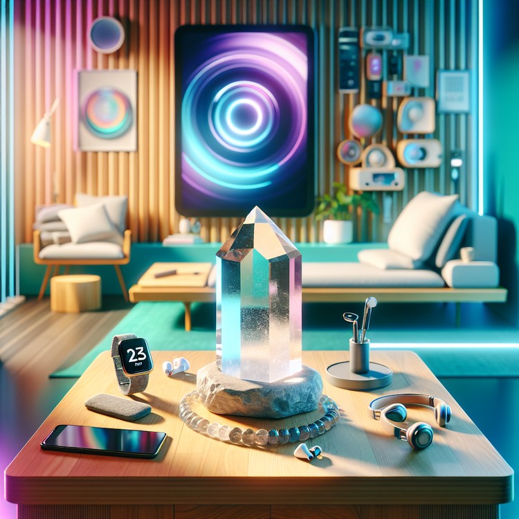 An open journal with herbal tea and healing stones